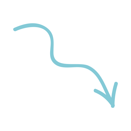 A light blue, downward-curving arrow on a transparent background.